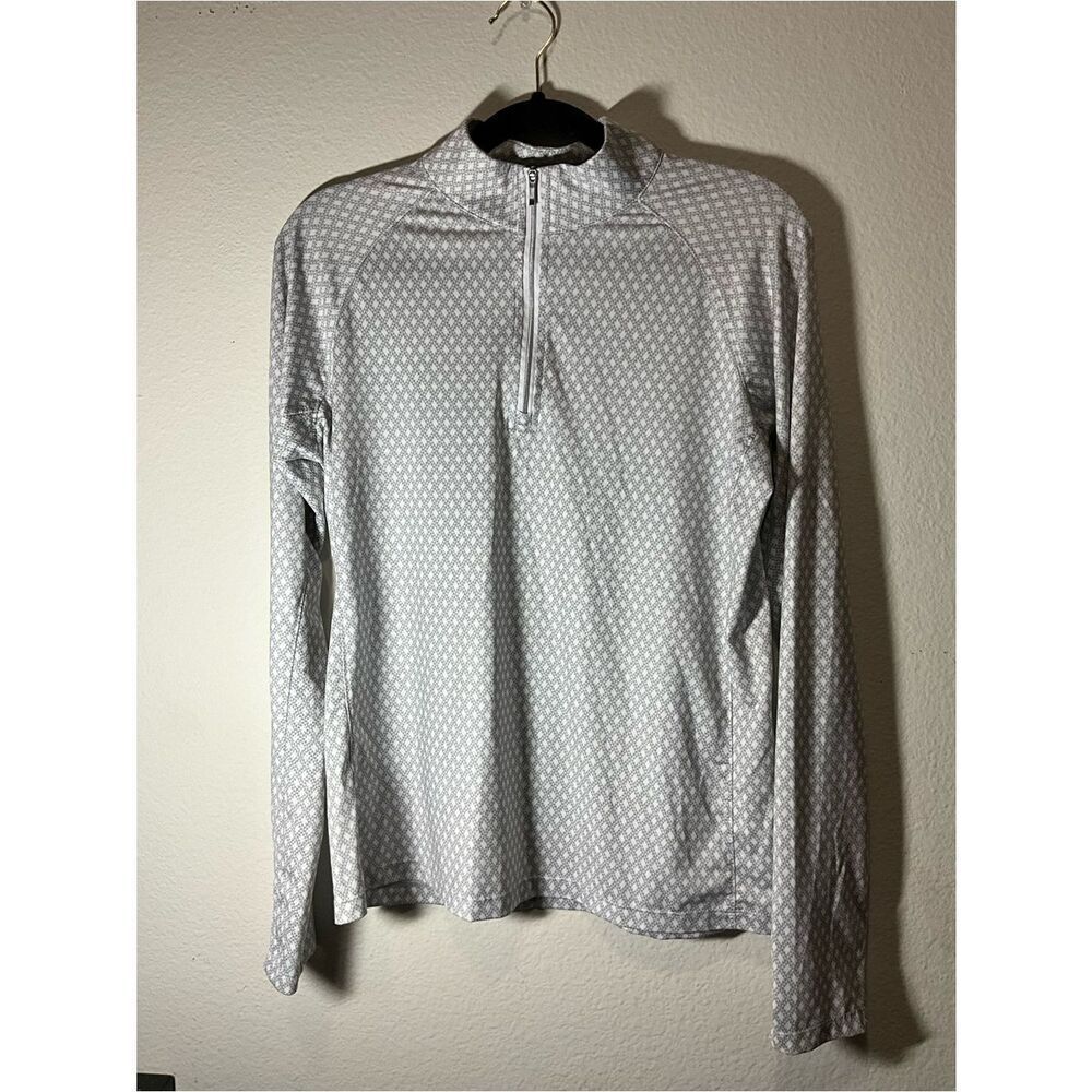 Lady Hagen Gray Geometric Quarter-Zip Pullover